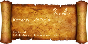 Korein Lívia névjegykártya